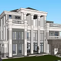 Elegant Detached Villa Featuring White Exterior Columns Balconies And Large Windows
