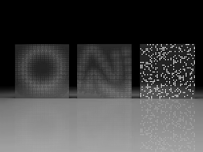 Gray Square Panels With Various Dot Patterns On Black Background And Reflections 3d model