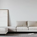 Modern Corner Sofa White Fabric Double Sofa 3d model