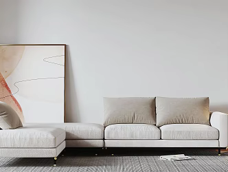 Modern Corner Sofa White Fabric Double Sofa 3d model