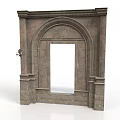 Classical Stone Archway Frame With Decorative Columns And Textured Surface 3d model