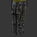Long Sleeve Black Yellow Gradient Sweater With Camouflage Cargo Pants And Yellow Patterns