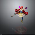 Magical Fairy Character With Red Hair Pink Wings And Sparkling Wand