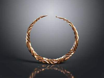 Golden Twisted Collar Fashion Accessory With Spiral Pattern And Metallic Design 3d model