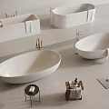 Modern Bathtubs In Various Styles With Towels Side Tables And Bath Mats