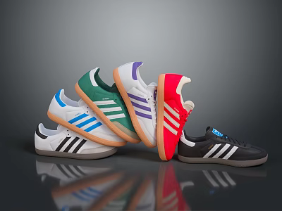 Colorful Striped Sneakers In Various Colors For Casual Sports Everyday Wear 3d model