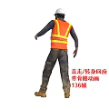 Modern worker man character walks straight and turns to respond with skeletal animation 136 frames 3d model