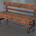 Vintage Rustic Wooden Bench with Backrest and Plank Design for Indoor Outdoor