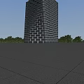 Modern Glass Facade Office Building With Reflective Windows And Tree Reflections