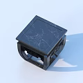 Other Black Square Shaped Object Featuring Marble Texture Top Surface And Hollow Base Design 3d model