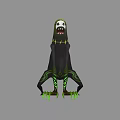 Game Movie Character With White Face Black Body Green Patterns Sharp Teeth Standing Pose 3d model
