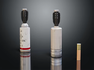 Explosive Weapon Ammunition Featuring 12 and EXPLO Markings Different Sizes Metal Casings 3d model
