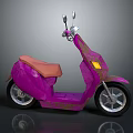 Purple Vintage Scooter with Brown Leather Seat Yellow Reflector and Classic Design
