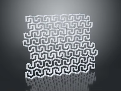 White Modern Decorative Panel With Geometric Interlaced Pattern And Reflective Surface 3d model