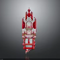 Pixelated Red and White Creature Character 3D Model Design in Digital Art Style