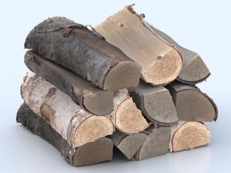 firewood pile firewood dry firewood trunk branches 3d model