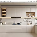 Modern Kitchen Interior With Light Colored Cabinets And Neat Countertop Utensils Layout 3d model