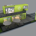 Green Commercial Two Story Container Building Exterior Design With Balcony And Glass Windows