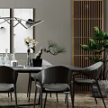 Modern Dining Table and Chair Combination Dining Table and Chair Soft Furnishings Combination 3d model