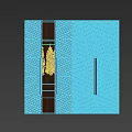 Modern Textured Wardrobe Featuring Open Door Golden Handles And Hanging Clothes Area