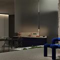 Modern Open Concept Kitchen Interior Design With Island Counter Cabinetry And Lighting Fixtures