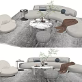 Modern Sofa Coffee Table Combination Multi-person Curved Sofa Single Sofa 3d model