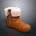 Cozy Brown Kids Ankle Boots With Suede Material White Faux Fur Lining And Zipper