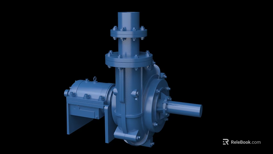 Heavy Duty Industrial Pump With Motor Shaft And Metal Components 3d model 
