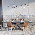 Modern Dining Table and Chair Combination Dining Table and Chair 3d model
