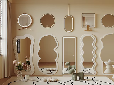 Variety Of Shaped Mirrors In Modern Room With Decor 3d model Variety Of Shaped Mirrors In Modern Room With Decor 3d model