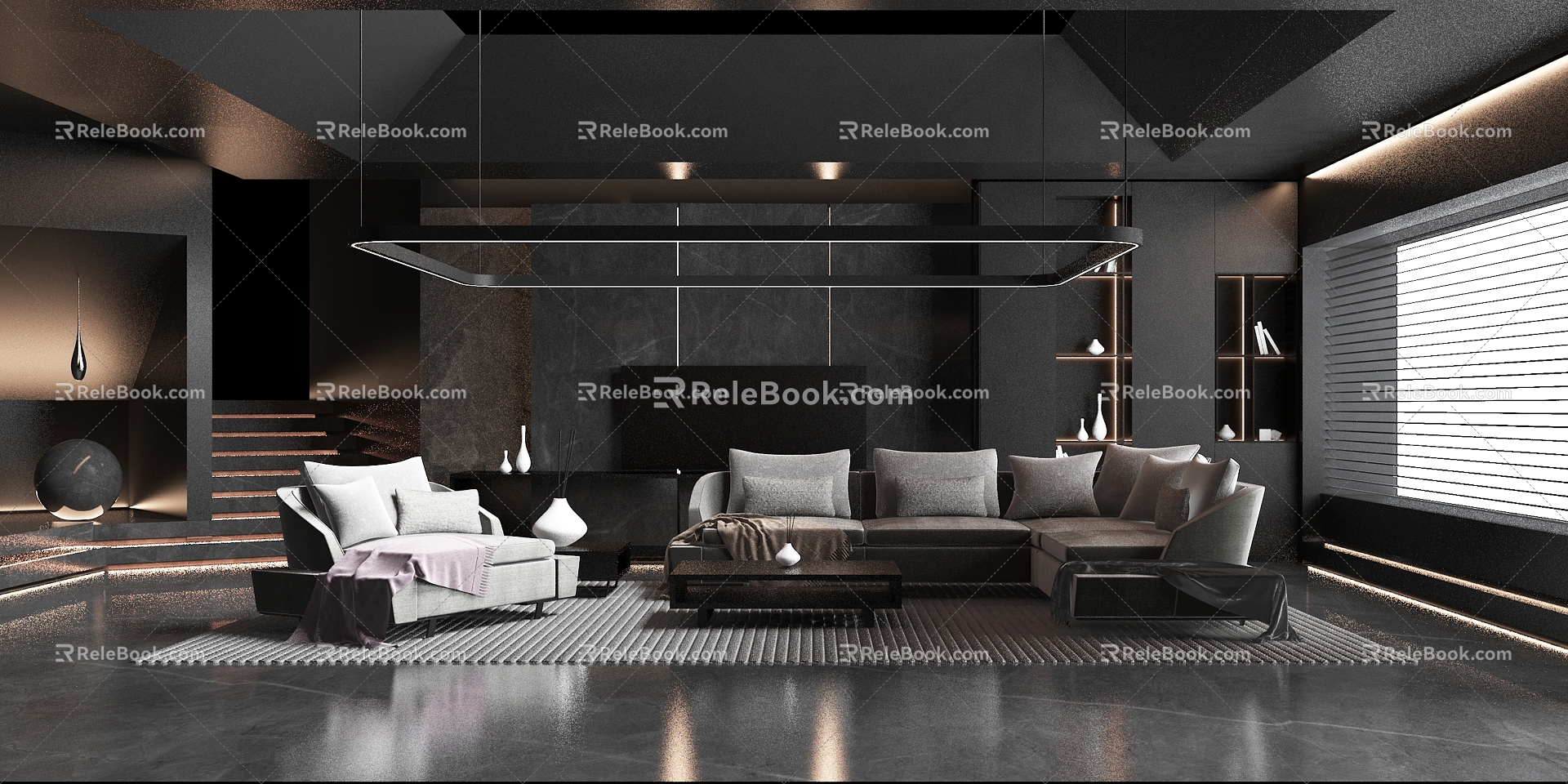 Living room sofa combination home 3d model