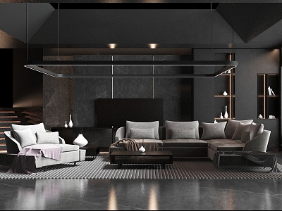 Living room sofa combination home 3d model