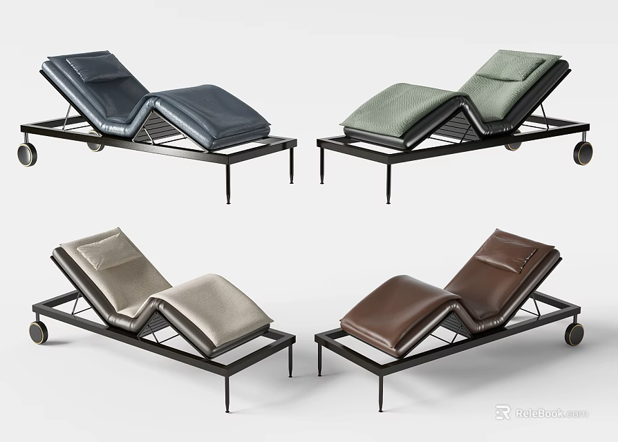 Modern Lounge Chairs With Metal Frame Wheels And Multiple Color Upholstery 3d model 