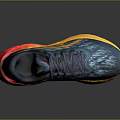 Blue Running Shoes With Red Yellow Gradient Sole Breathable Mesh Upper And Yellow Brand Logo