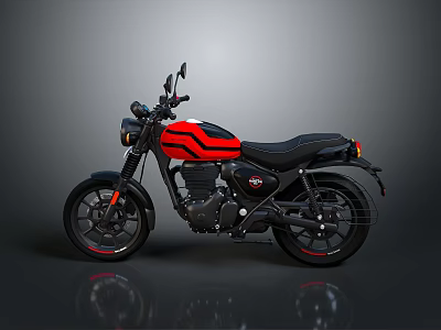 Sleek Black And Red Motorcycle With Modern Design Black Seat Red Stripes 3d model
