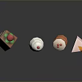 Assorted Mini Desserts Including Square Cakes Cupcake With Strawberry Cherry And Orange Toppings