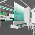 Modern Bubble Tea Shop Interior Design With Green Partition Seating And Counter Stools