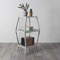 White Multi Tier Shelf Unit With Potted Plants Books And Radio On Wooden Floor