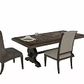 Modern Dining Table With Upholstered Chairs Set For Dining Room Design 3d model