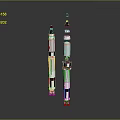 Modern Aerospace Rocket Equipment Featuring Dual Models With White Black Orange Stripe Design
