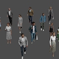 Modern leisure fashion crowd 3d model