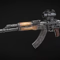 Vintage Military Assault Rifle With Wooden Stock Handguard Tactical Scope And Metal Components