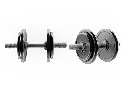 Adjustable Black Metal Dumbbells With Weight Plates For Home Workout 3d model