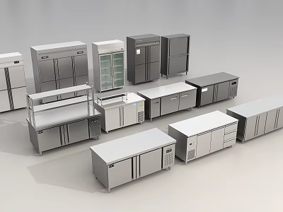 Stainless Steel Commercial Kitchen Appliances With Various Styles And Models 3d model
