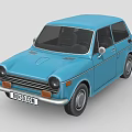 Vintage Blue Compact Car With Classic Retro Design And Smooth Exterior