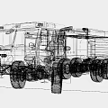 Red Heavy Duty Fire Truck With Multiple Wheels And Firefighting Equipment Features