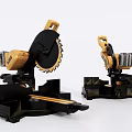 Dual Industrial Miter Saws Featuring Black Yellow Design Circular Blades Powerful Motors Stable Bases