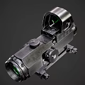 Tactical Weapon Scope With Green Lens Black Metal Frame Adjustment Knobs And Mounting Bracket 3d model