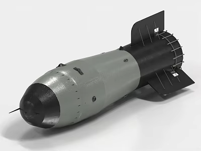 Gray And Black Military Missile Model With Warhead Body And Fins 3d model