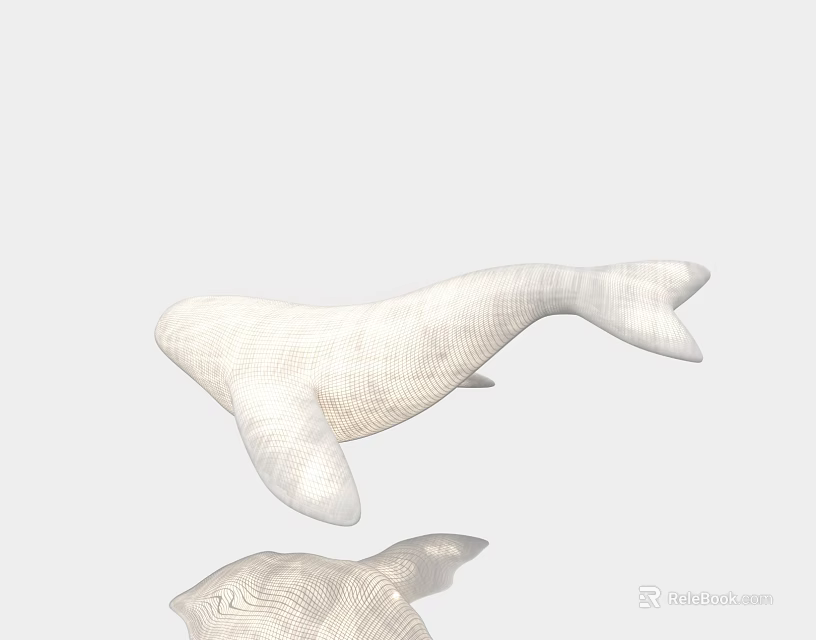 White Whale Shaped Textured Chandelier With Reflection On Light Gray Background 3d model 